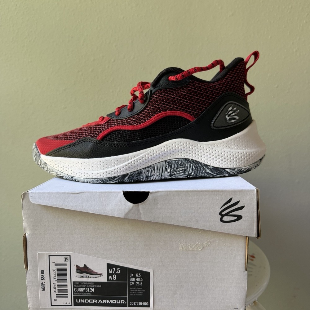 Under Armour Curry 3Z 24 Basketball Sneakers Mens 7.5 Black Red 3027626-003